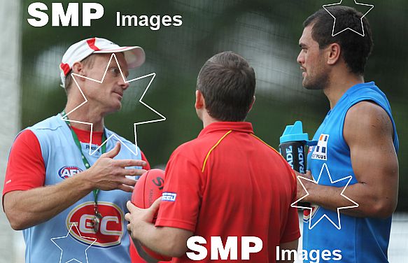 Karmichael Hunt in action during his first official training session for the Gold Coast Football Club at Carrara Stadium.AFL Training , Gold Coast , Queensland ,  Australia . Wednesday 2 June 2010 . Photo: Â© JASON O'BRIEN / SMP IMAGES