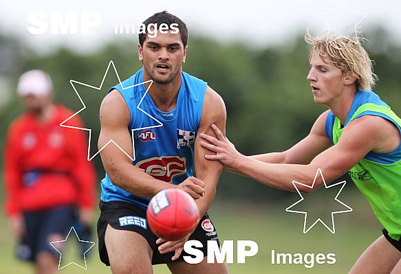 Karmichael Hunt in action during his first official training session for the Gold Coast Football Club at Carrara Stadium.AFL Training , Gold Coast , Queensland ,  Australia . Wednesday 2 June 2010 . Photo: Â© JASON O'BRIEN / SMP IMAGES