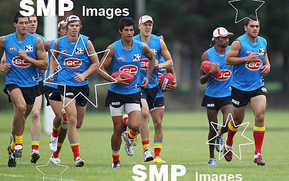 Karmichael Hunt in action during his first official training session for the Gold Coast Football Club at Carrara Stadium.AFL Training , Gold Coast , Queensland ,  Australia . Wednesday 2 June 2010 . Photo: Â© JASON O'BRIEN / SMP IMAGES