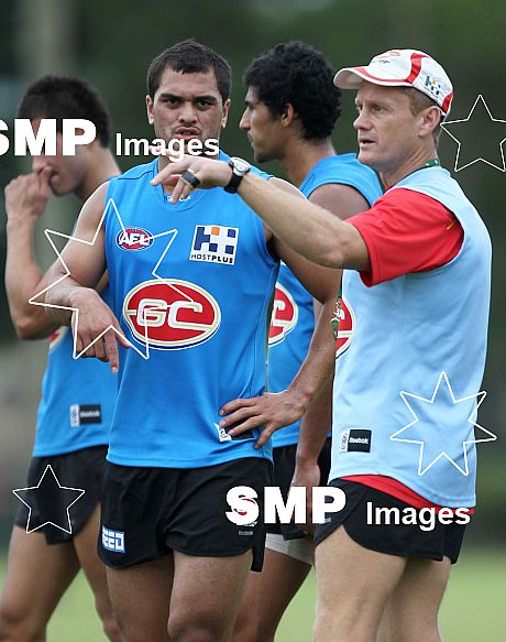 Karmichael Hunt in action during his first official training session for the Gold Coast Football Club at Carrara Stadium.AFL Training , Gold Coast , Queensland ,  Australia . Wednesday 2 June 2010 . Photo: Â© JASON O'BRIEN / SMP IMAGES